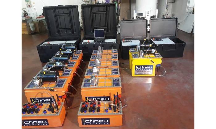 Twin set of 6000m DNV certified Submersible Power banks, 50 Kwhr @ 148 VDC 30 Kwhr @ 266V. Credit: Ictineu Submarins SL
