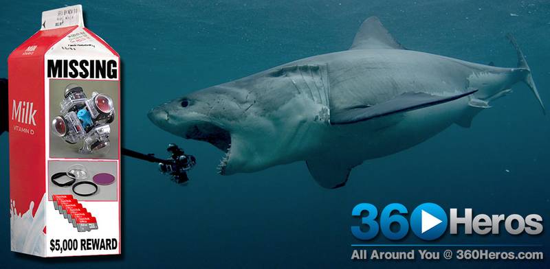 360Heros is offering a $5,000 reward for the recovery of gear lost when a Great White shark bit one of its subsea cameras. (Photo courtesy of 360Heros)