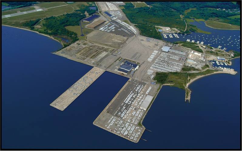 Aerial view of the Port of Davisville at Quonset Business Park.