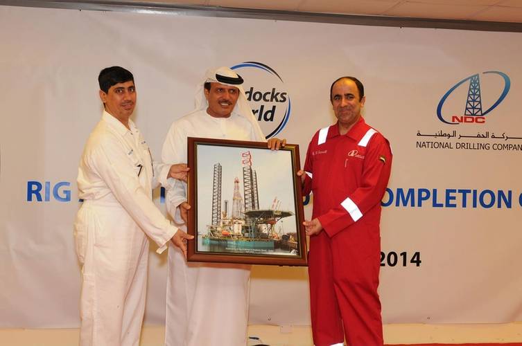 From left: DDW VP Ali Alsuwaidi, DDW Chairman Khamis Buamim and NDC CEO Abdalla Saeed Al Suwaidi (Photo: Drydocks World)
