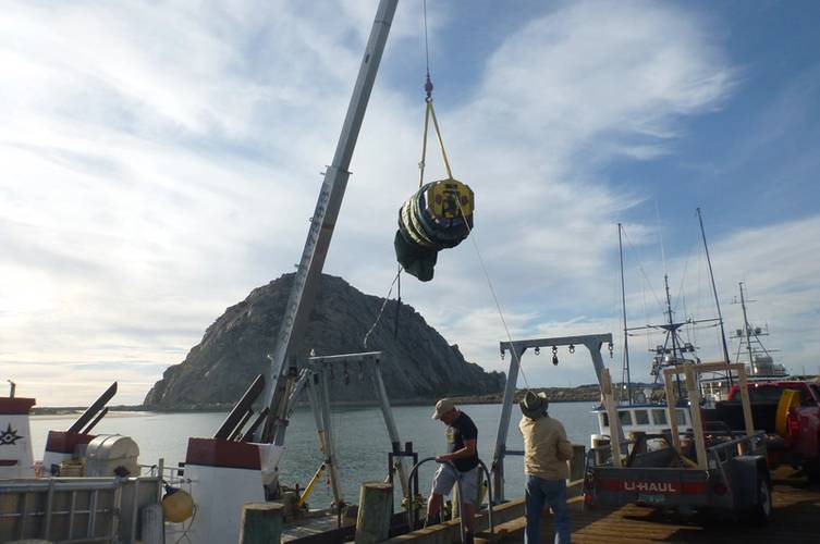 Ample free deck space, low freeboard, an A-frame, and a crane are all requirements for deployment. © Ocean-based Climate Solutions, Inc.