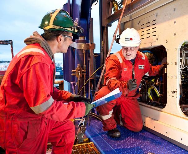 Bibby engineers working on an ROV on-board one of its subsea support vessels