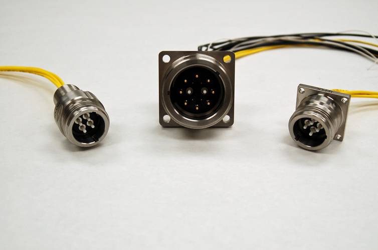 (L-R) BIRNS Millennium 3O Dual O-ring Receptacle (OR) with four optical fibers, 3T flanged receptacle (FR) with two optical fibers and 3O FR with four optical fibers have a small footprint but offer significant versatility in data transference and spare capability for future subsea system upgrades. 