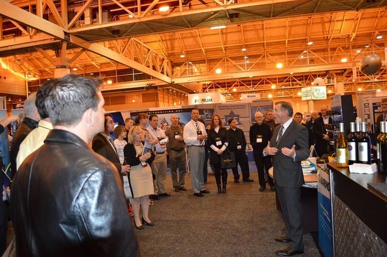 BIRNS president and CEO, Eric Birns, addresses attendees at the company's 60th anniversary celebration at the Underwater Intervention show in New Orleans.