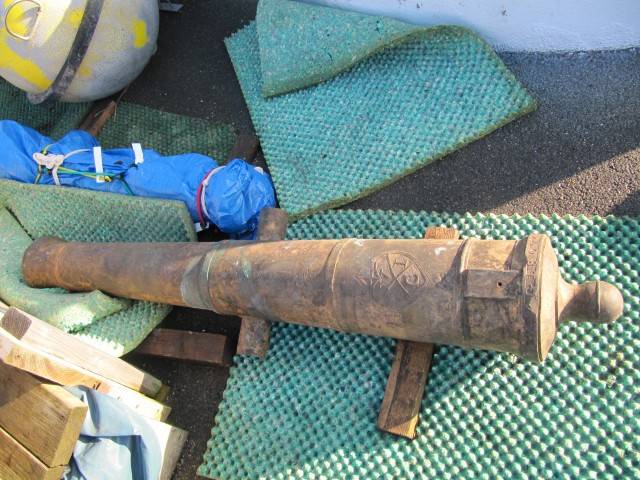 A cannon that was taken from one of the wrecks (MCA photo)