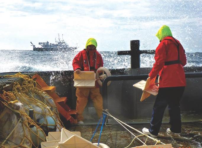 CARTHE drifter deployment in the Gulf of Mexico during the LASER experiment. (Photo: GreenWave Instruments LLC)