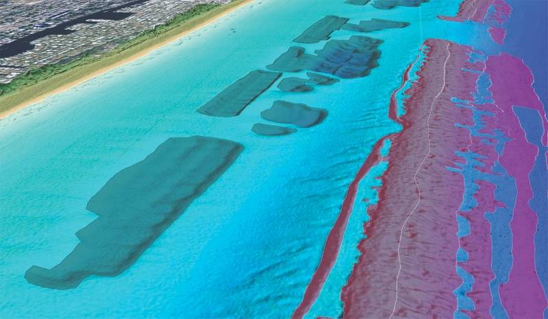 Coastline 3D: ArcGIS 3D imagery of the coastline and nearshore area. (Image courtesy of Keith VanGraafeiland, Esri.)
