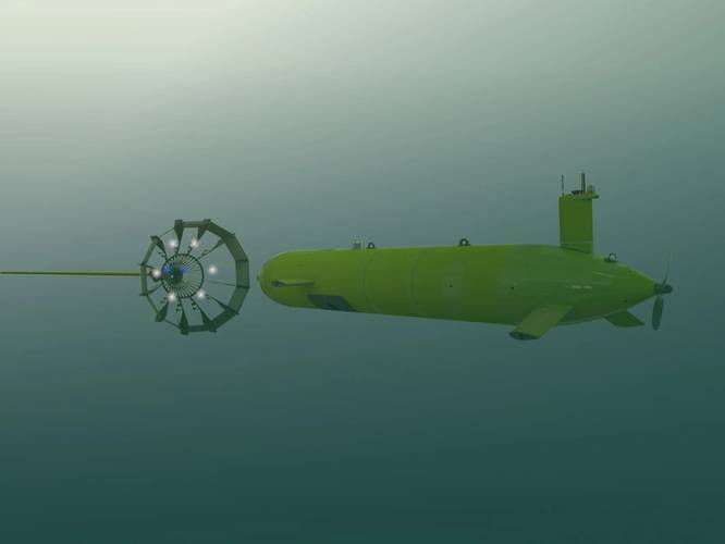 Computer generated image of the AUV and the dock subsea. Image courtesy International Submarine Engineering Ltd. 