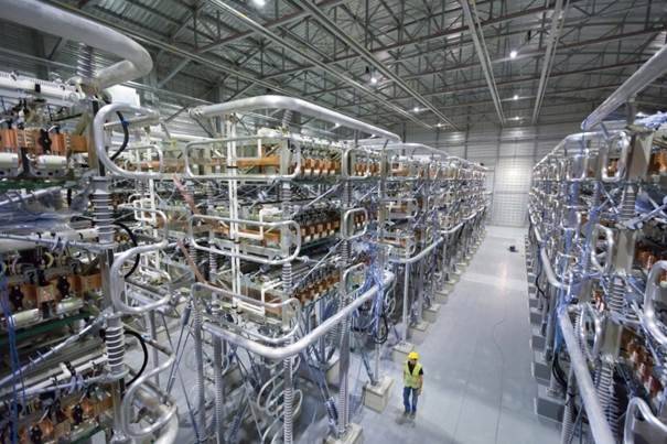 Converter station showing the INELFE-project using Siemens HVDC-Plus power modules. The same type will also be used in the COBRAcable project. Image: TenneT