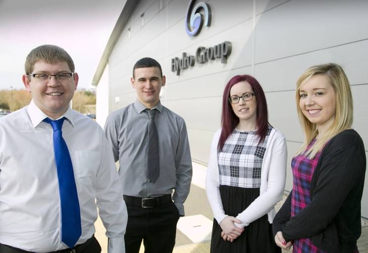 L-R: Craig Fraser, Draughtsman; Jonathan Stalker, Design Engineer; Emma Gibson, Sales Coordinator; and Sherri Cocker, Accounts Coordinator