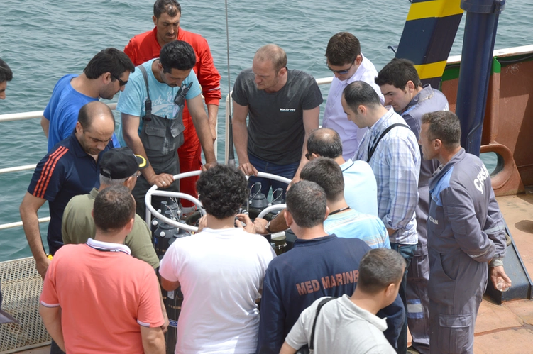 Delivering a turnkey solution: A MacArtney ocean science specialist oversees the winch and CTD system installation, commissioning and operators training (Photo: MacArtney)