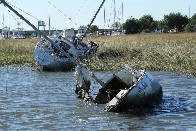 Derelict vessels identified for removal in the Charleston Harbor watershed. The South Carolina Sea Grant Consortium’s received funding to remove derelict vessels to help improving both the safety of navigable waterways and the health of essential fish habitat. (Credit: With permission from the South Carolina Dept of Natural Resources, Peter Kingsley Smith).