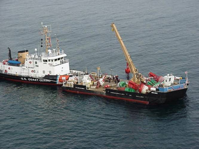Documentation of Ironton took place from USCGC Mobile Bay with a remotely-operated vehicle (ROV) and with the help of the US Coast Guard crew. Image Credit: United States Coast Guard
