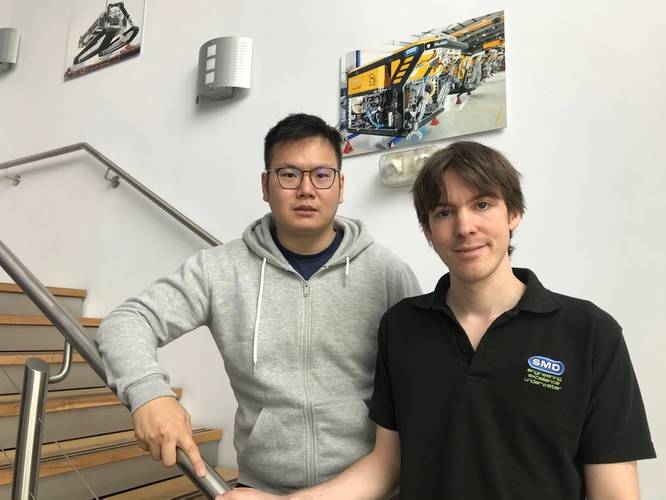 Engineers, Hua Khee Chan and Andrew Ambrose-Thurman taken at Soil Machine Dynamics Ltd (SMD). (Photo: SMD)
