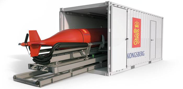 As part of the exclusive package, the HUGIN AUV will be delivered with its own stinger and storage and shipping container (Image: Kongsberg)