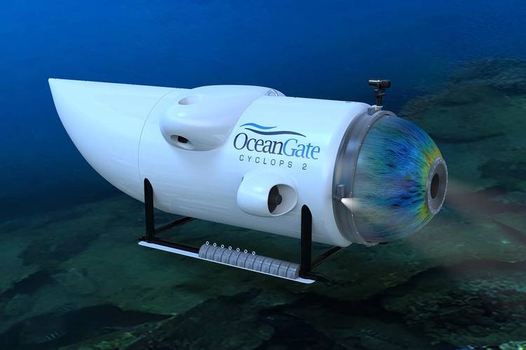 The expedition team will set out to explore the Titanic wreck site aboard OceanGate's manned submersible Cyclops 2 (Image: OceanGate)