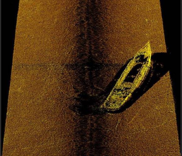 Figure 2: Along track 3D Sidescan view of the J.E. Boyden (Image: Ping DSP)