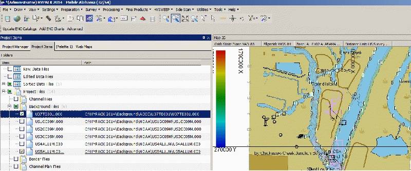 FIGURE 2. Five NOAA S-57 Charts and One USACE IENC