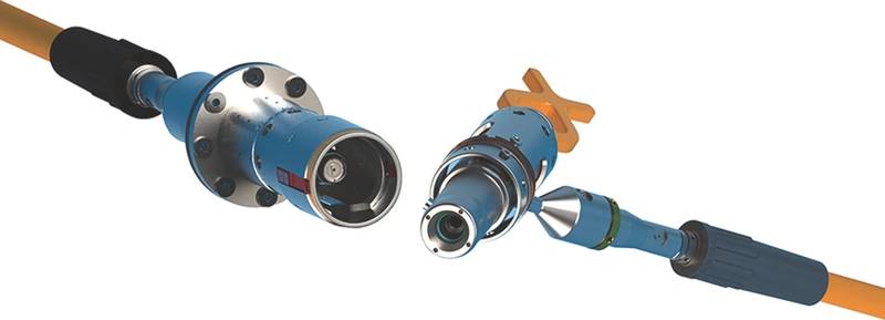 Figure 1: TE Connectivity’s SEACON 24/48 Channel HydraLight Wet Mate connector for optical subsea distribution systems. (Image: TE Connectivity)