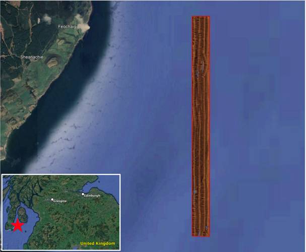 Figure 2: Area of Operations off Campbeltown, Scotland.  Image courtesy Kraken Robotics