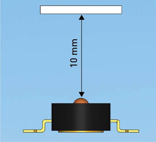 Figure 4 The position of a single UVC LED 10 mm from a surface to be protected from biofouling.