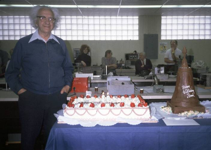Frank Massa with his 'transducer cake.' Photo courtesy Massa