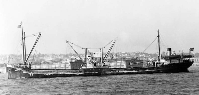 The freighter SS Bluefields was sunk by the German submarine U-576 in July 1942. The wrecks of the two ships were discovered in 2014 off Cape Hattaras, North Carolina, only 240 yards apart. (Credit: Mariners' Museum)