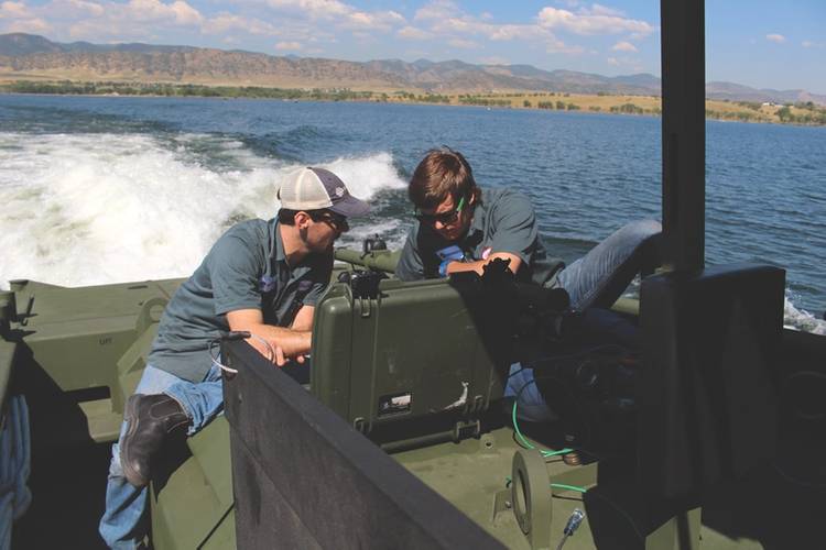 Heath Hescock and Alden Fredericks test NAMJet iNAV, a Greensea vessel control system (Photo: Greensea)