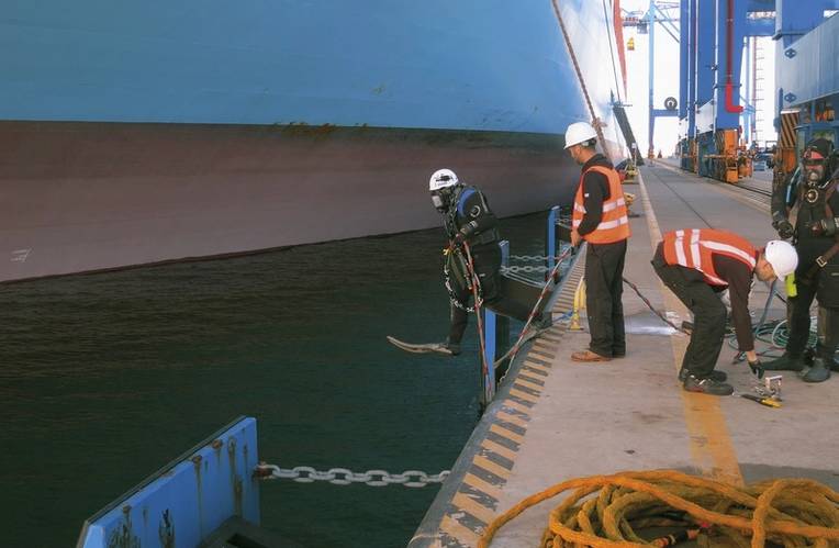 Hydrex diver/technician taking the plunge.