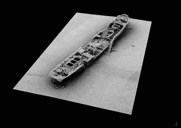 An image of a wreck taken from HI1491 Whitby to Redcar, © all rights reserved to Maritime & Coastguard Agency