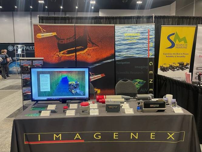 Imagenex, with the DT360xi, a 360 degree multi beam profiler designed for large pipe and tunnel surveys. Photo Celia Konowe