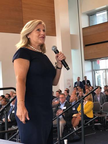 Julia Bovey, Director of External Affairs, Equinor Wind US, presents at "Offshore Wind Power: Planning For America’s Ocean Energy". (photo: Greg Trauthwein)