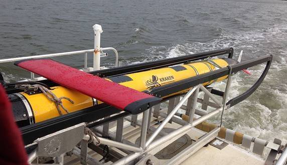 KATFISH system undergoing proof of concept sea trials using Synthetic Aperture Sonar (Photo: Kraken)