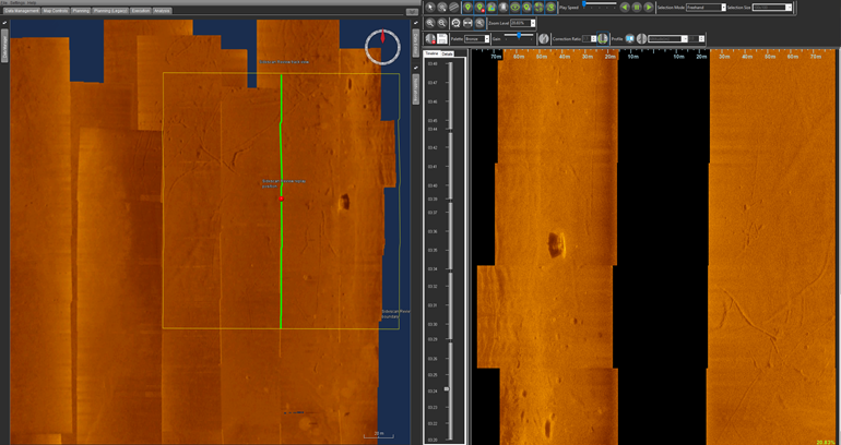 Kraken Synthetic Aperture Sonar displayed in SeeByte’s SeeTrack mission planner. (Image: SeeByte)