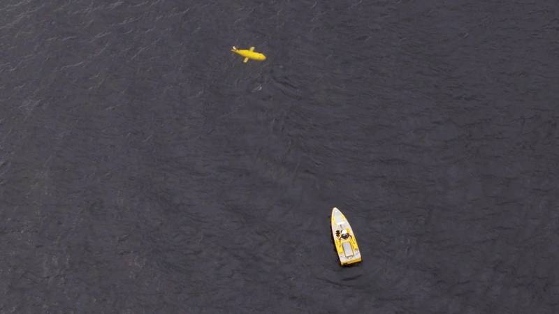 An L3ASV C-Worker unmanned surface vehicle and the National Oceanography Centre’s ALR working together in recent trials demonstrating acoustic and optical communications.
Photo: Sonardyne