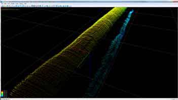 Laser pointcloud of 42” pipeline. Protection anode visible.