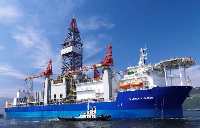 Four Liebherr BOS 4200-85s Litronic at the drill ship Platinum Explorer / Vantage Drilling. (Photo courtesy of Liebherr)