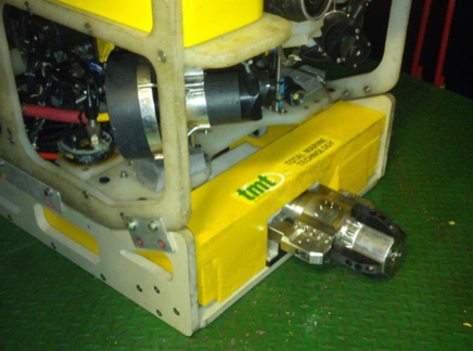 The lightweight torque tool can operate in an underslung skid from small electric robotic vehicles such as the Saab Seaeye Tiger. (Photo: Saab Seaeye)