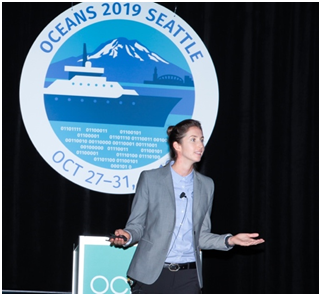 Lisa Vollbrecht inspiring us with her plenary talk on technology in the aquaculture business. (Photo courtesy of Rick A. Smith) 