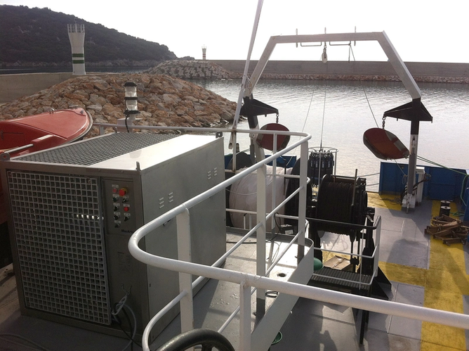 A MacArtney and Sea-Bird CTD package, complete with CORMAC Q winch and sampler carousel - seen onboard the ARAMA 1 (Photo: MacArtney)