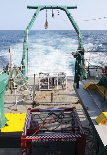 A MacArtney system, including oceanographic winch, custom made multiplexer, cables and connectors, is used to empower the FSU MILET toolsled onboard the R/V Weatherbird II