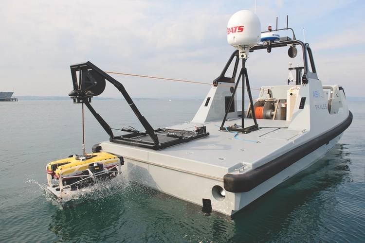 The mine hunting activities of Thales Group’s Halcyon Unmanned Surface Vehicle are planned and controlled through Thales mission management software.  (Photo: Thales Group)