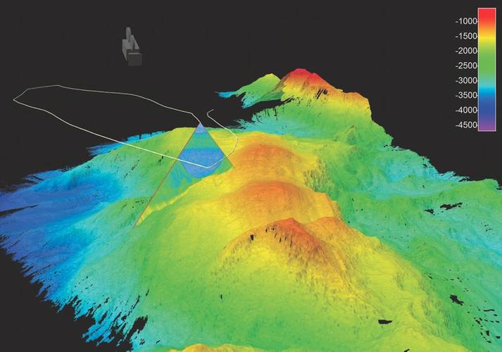 A multi-national team of European, Canadian and U.S. ocean exploration experts led by Thomas Furey of the Marine Institute has revealed previously uncharted features on the Atlantic seabed. The expedition crossed the Charlie-Gibbs Fracture Zone on the Mid-Atlantic Ridge, creating a 3D visualization of a 3.7km-high underwater mountain. (Graphic: INFOMAR and the Marine Institute)