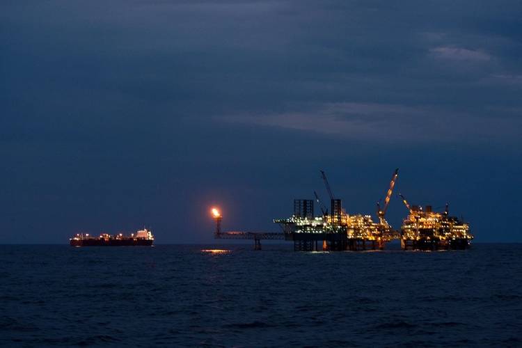 The view of the natural gas production facility, Prod Bayu-Undan, seen by HMAS Warramunga, as the ship and crew of HMAS Warramunga conducts a maritime security patrol in the Timor Sea as part of Ex Blue Raptor 2013. Photo: LSIS Brenton Friend