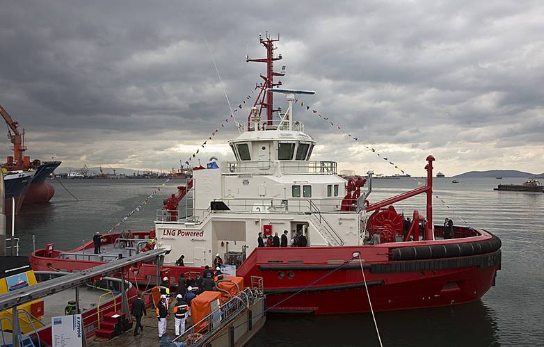 Newly christened Borgy, the world's first LNG powered tug prepares for commissioning