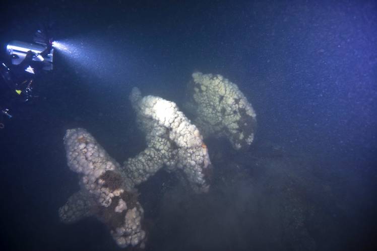 NOAA is able to confirm the identity of the Walker using various criteria, including the ship's unique paddlewheel flanges. (Credit: NOAA)