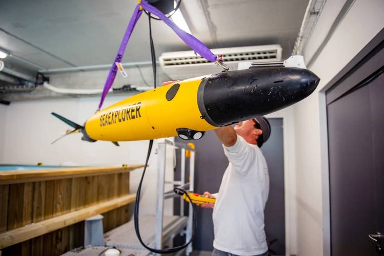 The Nortek ADCP’s small form and low profile enabled Alseamar to fit it to the SeaExplorer with little impact on the glider’s hydrodynamic properties. Photo: Alseamar.