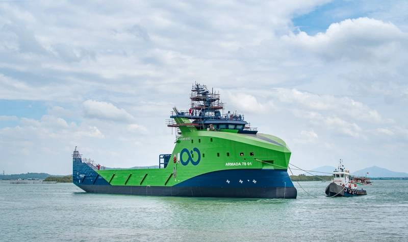 Ocean Infinity’s 78 m vessel is it’s first Armada fleet vessel on the water. It will be lean-crewed to start with. Photos from Ocean Infinity.