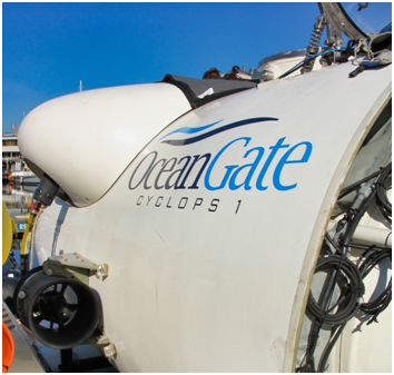 OceanGate’s Cyclops-1 submarine Bell Harbor Marina for viewing and tours. (Photo courtesy of Rick A. Smith) 