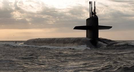 The Ohio-class ballistic missile submarine USS Rhode Island (SSBN 740) returns to Naval Submarine Base Kings Bay after three months at sea, March 20, 2013. (U.S. Navy photo by Mass Communication Specialist 1st Class James Kimber/Released)